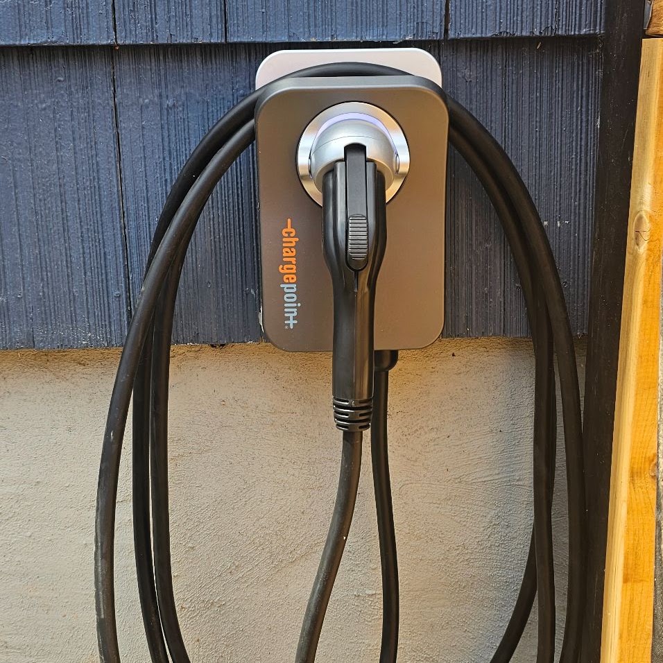 ChargePoint Level 2 EV charger installation on a Vancouver, WA home exterior